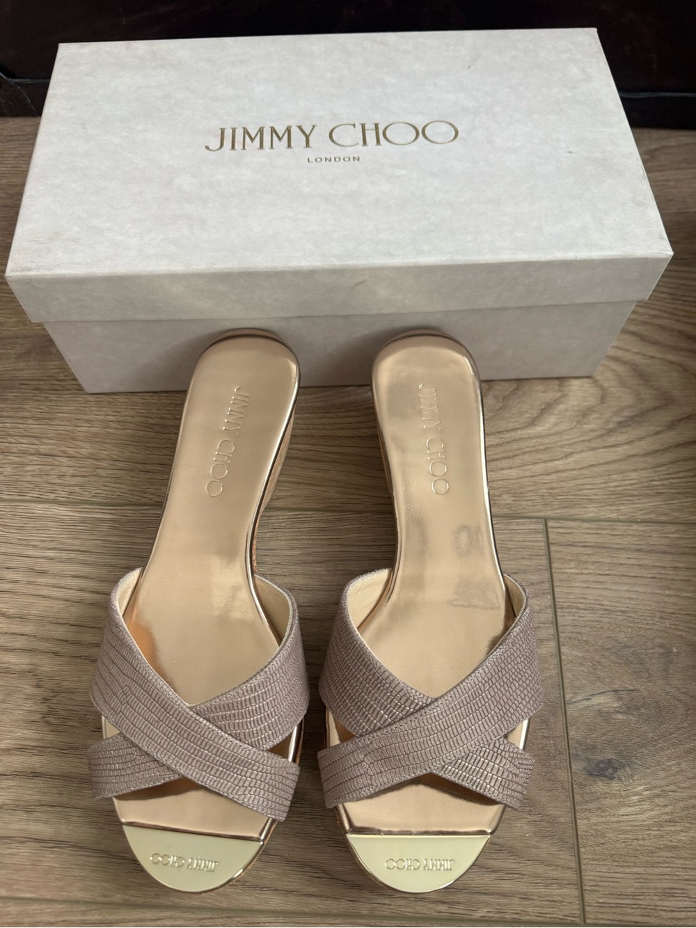 Jimmy Choo Women's Nude/Taupe Slide Sandals-PANNA size 37